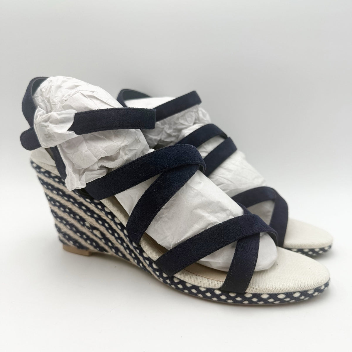 DOLCE Vita Womens DV8 Plume Wedge Sandals Size 9 Navy Blue Espadrille NWOB