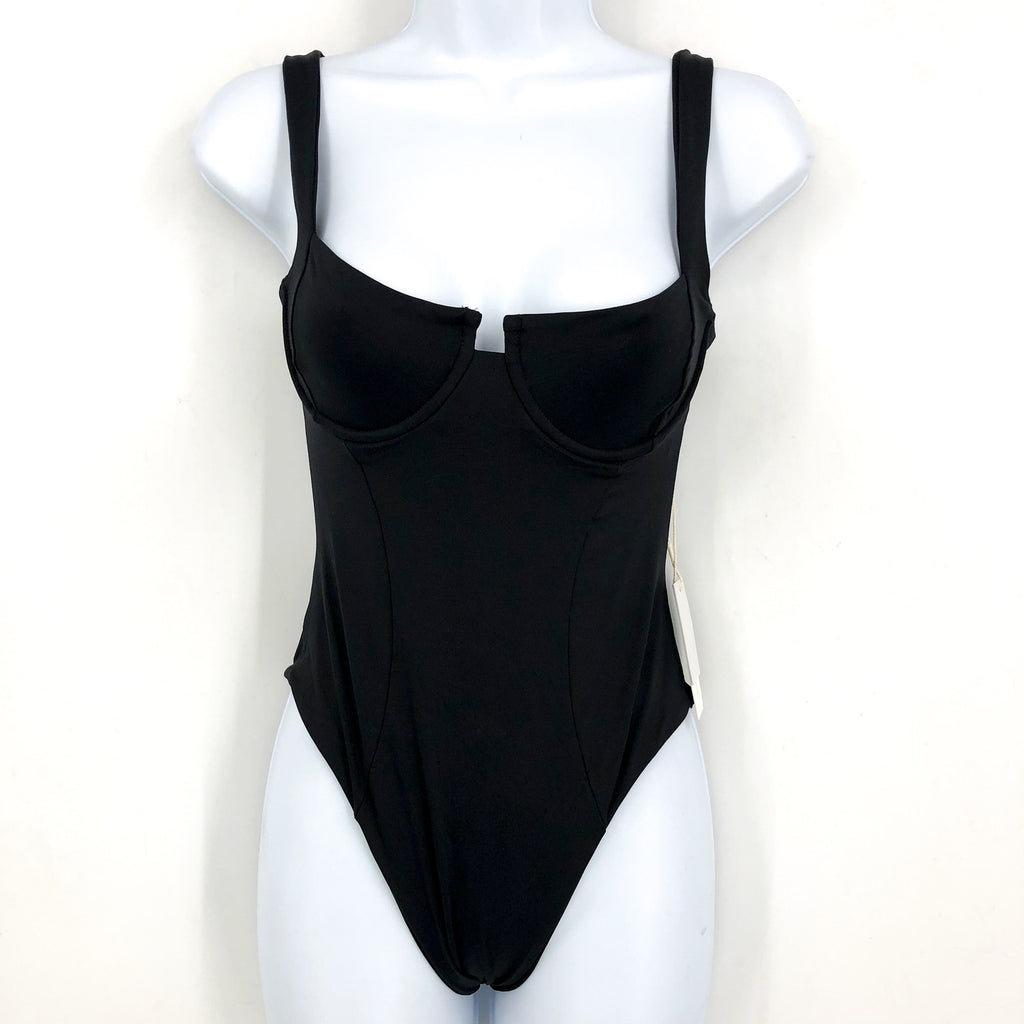 L*SPACE Women's Kendall Classic One Piece Swimsuit Large Black Open Back NWT