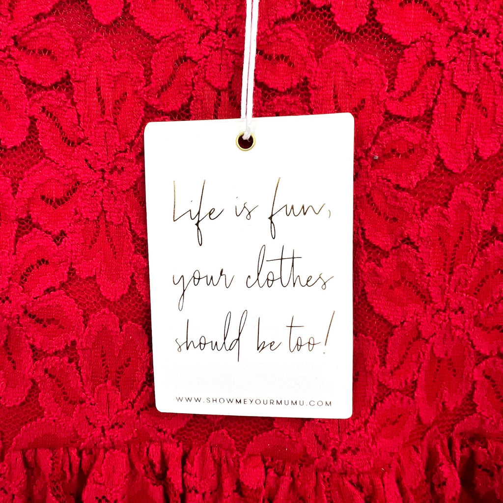 SHOW ME YOUR MUMU Ricci Lace Skort Dress Medium Radiant Red Sleeveless NWT