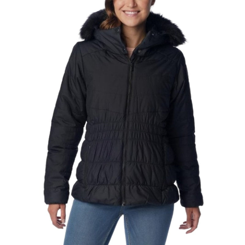 COLUMBIA Women's Sparks Lake III Jacket Medium Black Faux Fur Hood NWOT
