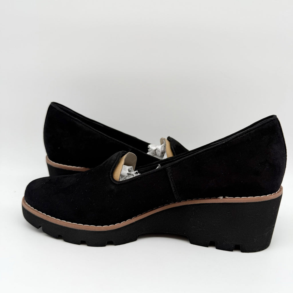 Vionic Womens Willa Wedge Loafers Size 9 M EU 40 Black Suede Slip On NIB