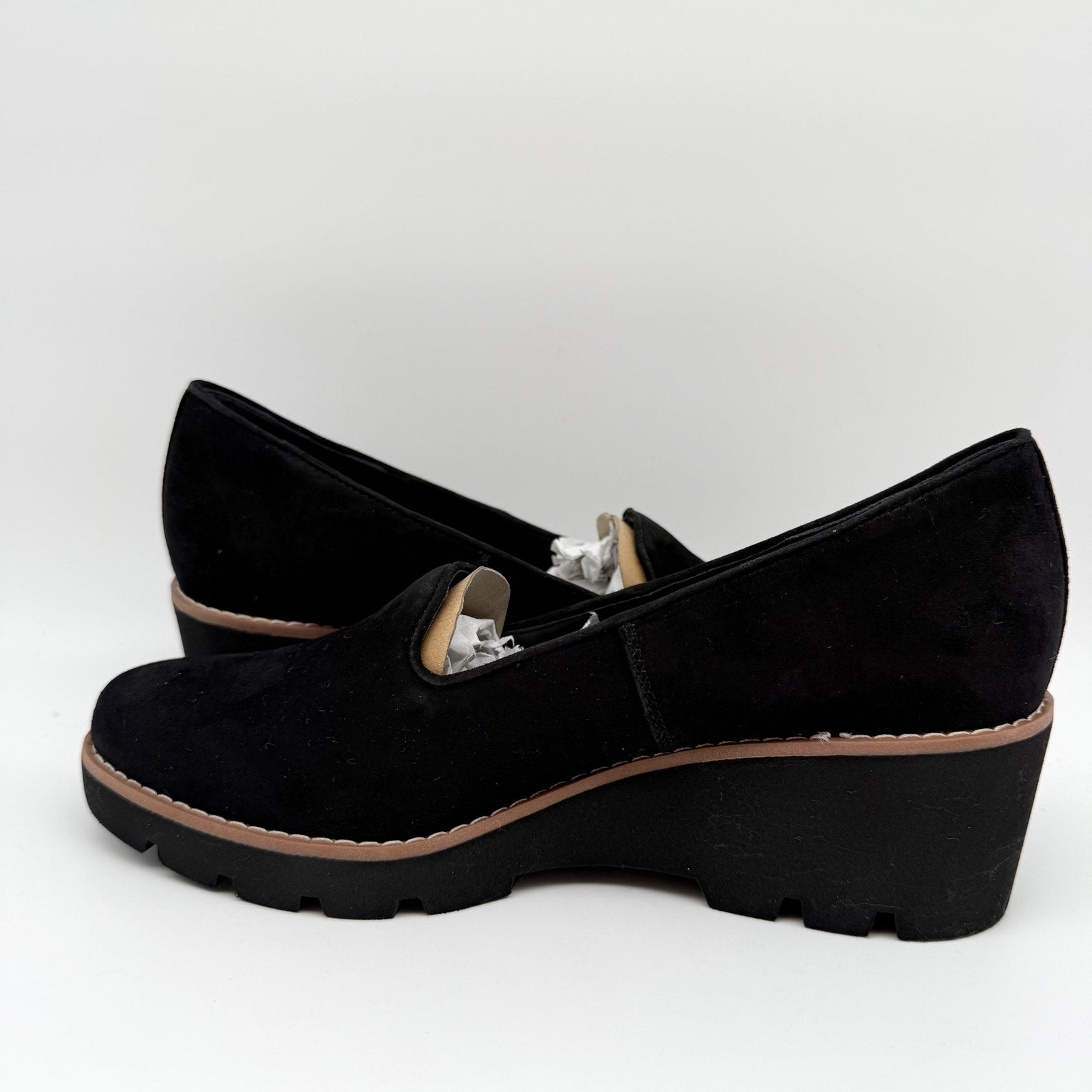 Vionic Womens Willa Wedge Loafers Size 9 M EU 40 Black Suede Slip On NIB