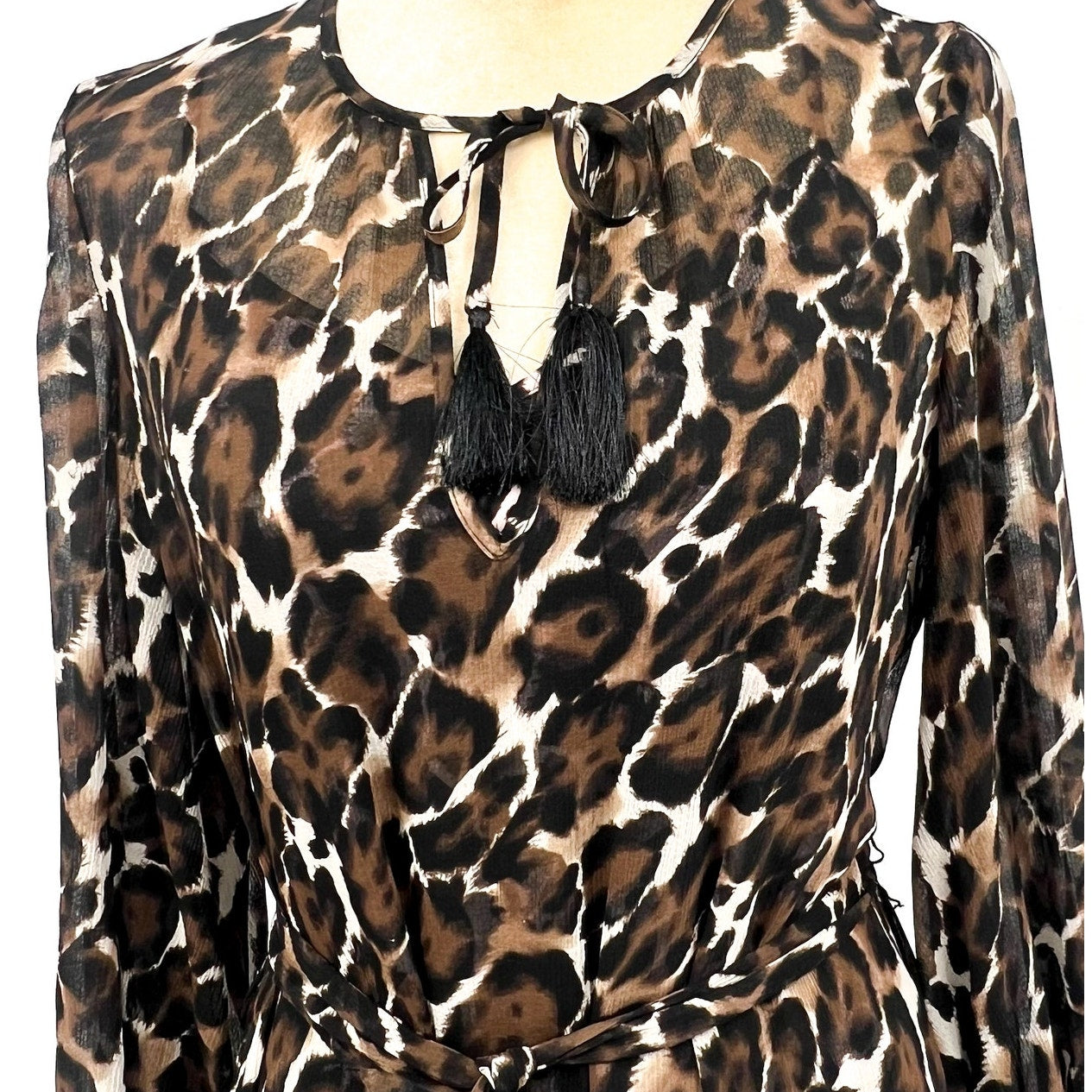 TRINA TURK Women's Shalina Tie-Waist Maxi Dress Small Lampoul Leopard NWT