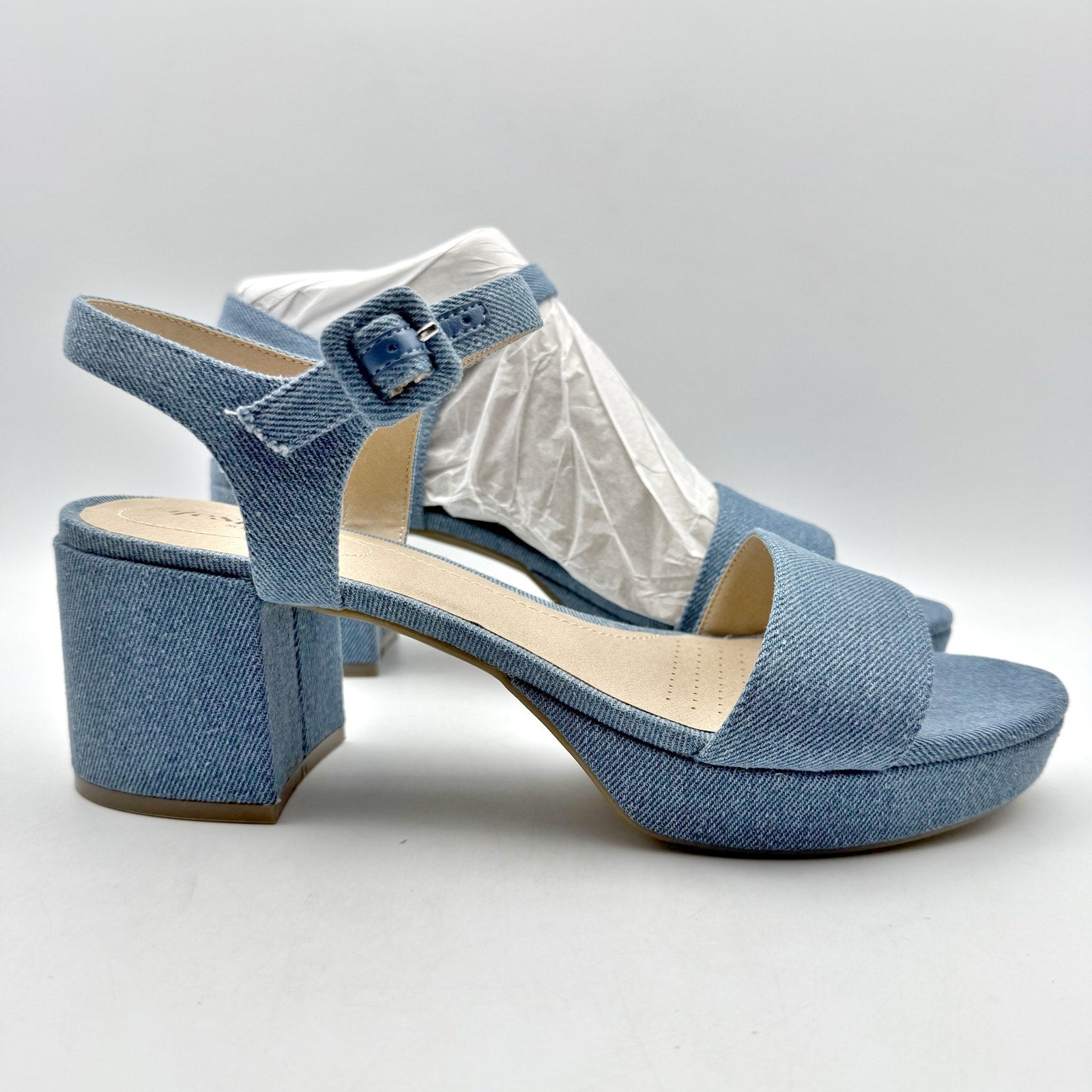 LifeStride Womens Rhythmn Sandal Heels US 11 M EU 42 Denim Blue NIB