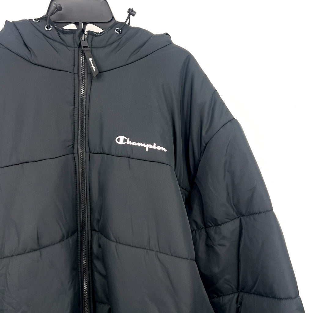 CHAMPION Men's Down Hooded Winter Jacket 2XL Plus Black Water Resistant NWT