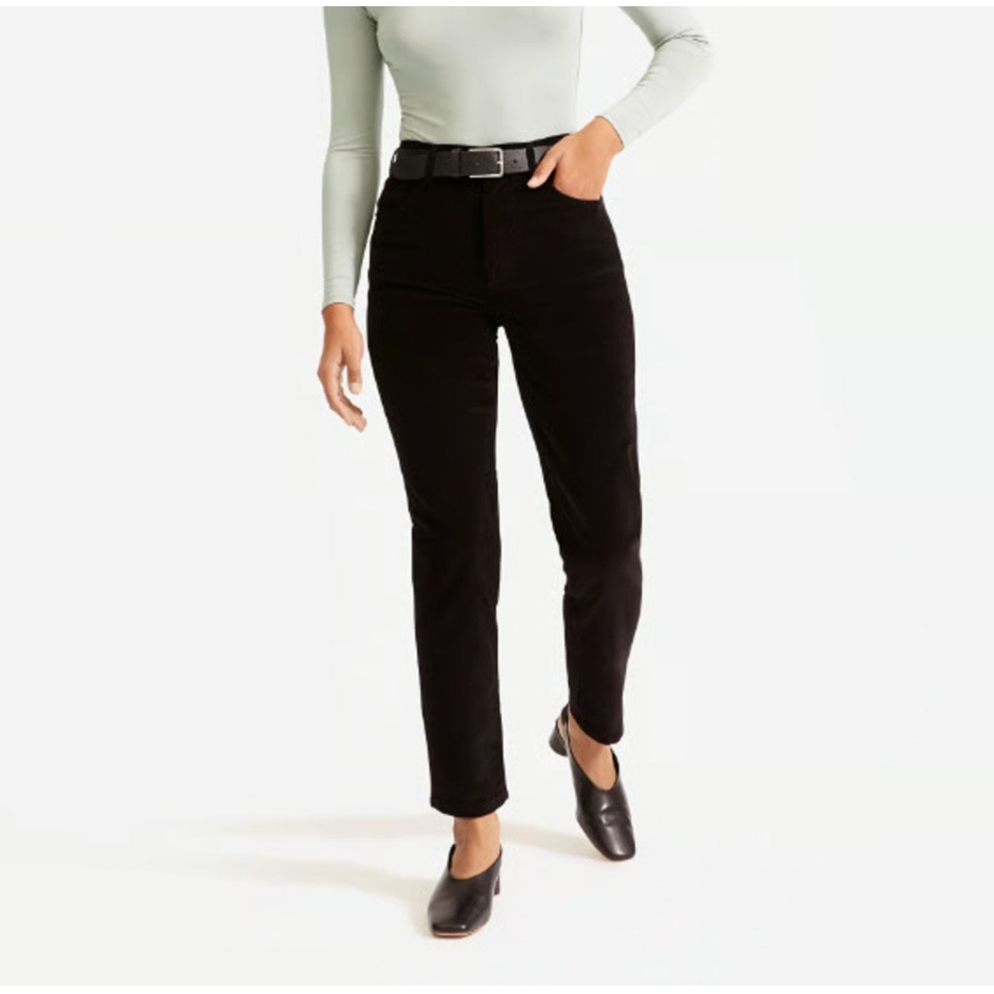 Everlane Womens Baby Cord Cheeky Pants 29 US 8 Black Corduroy Straight Leg