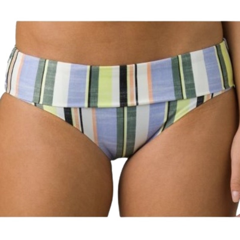PRANA Women's Marta Bikini Bottom Large Blue Morning Glory Stripe Hipster NWT