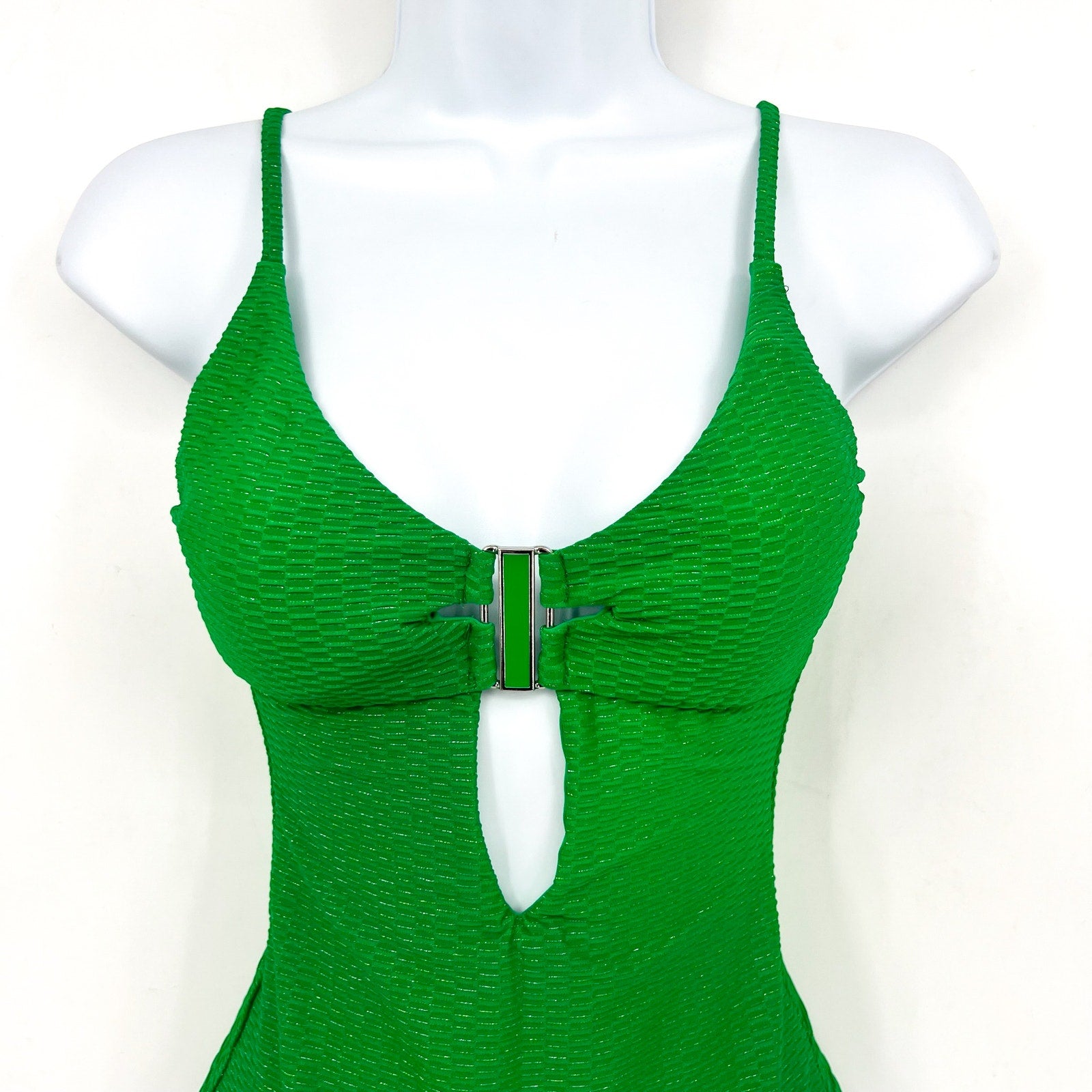 BECCA Women's Luxe Evelynn Plunge One Piece Swimsuit Small Emerald Green NWT