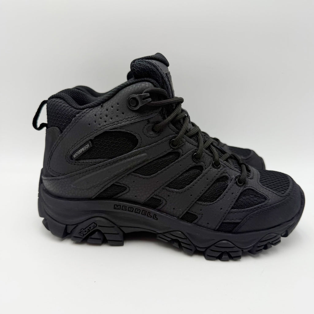 Merrell Womens Moab 3 Tactical Work Mid Boots US 6 M Black Leather WP NWOB