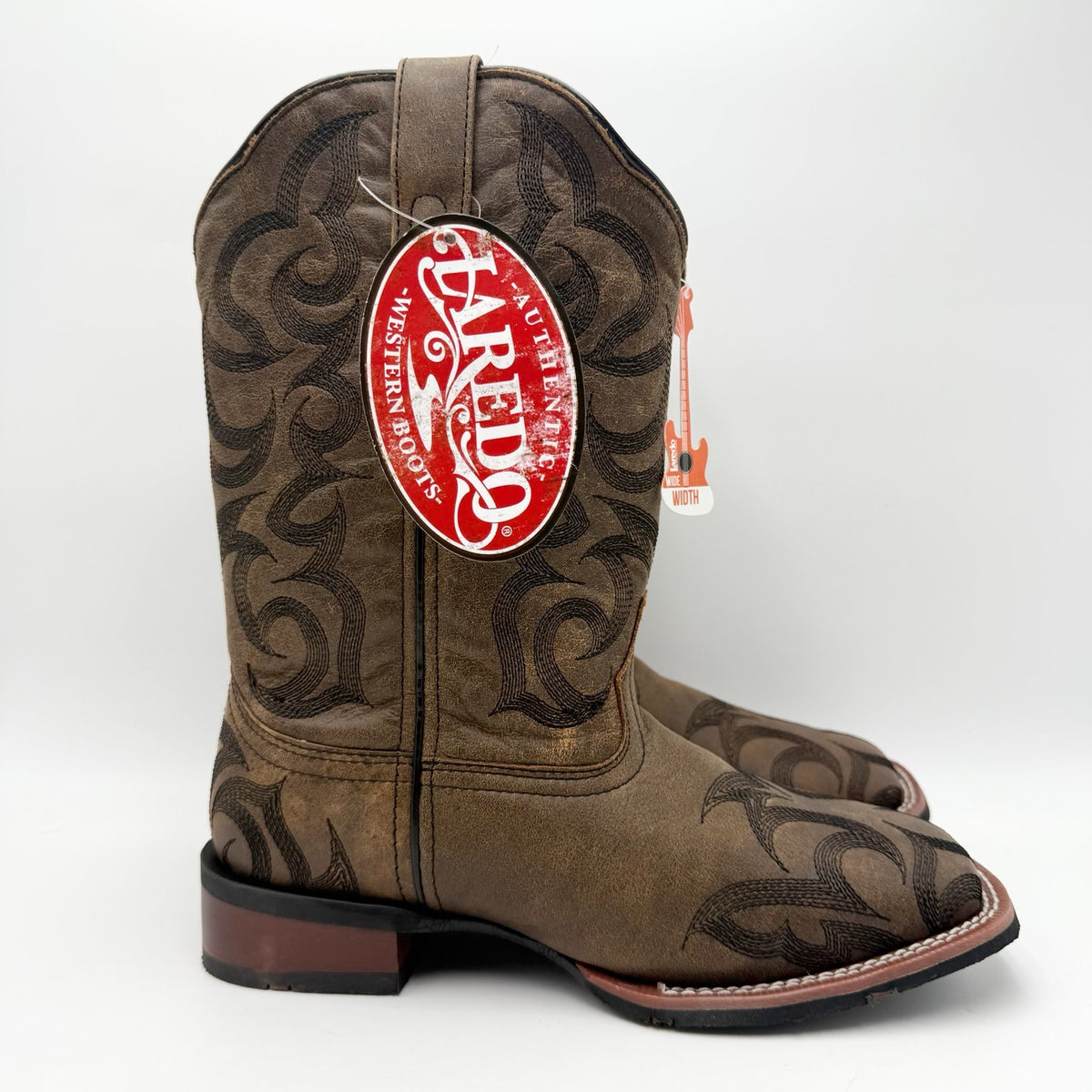 Laredo Women Sariah Cowboy Boot US 8 Wide Brown Leather Embroidered Mid Calf NIB