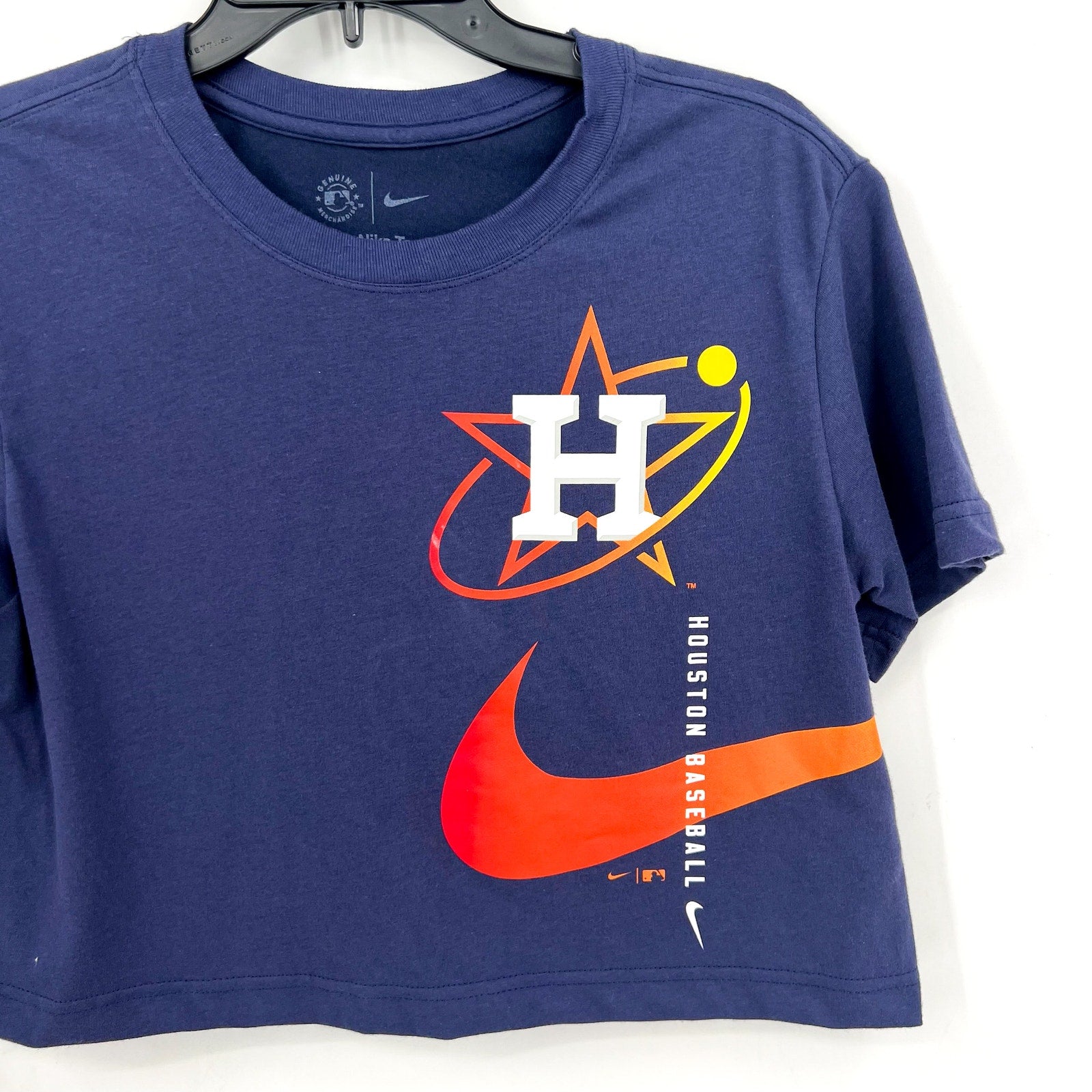 NIKE Womens Houston Astros City Connect Cropped T-Shirt XS Navy Blue NWT