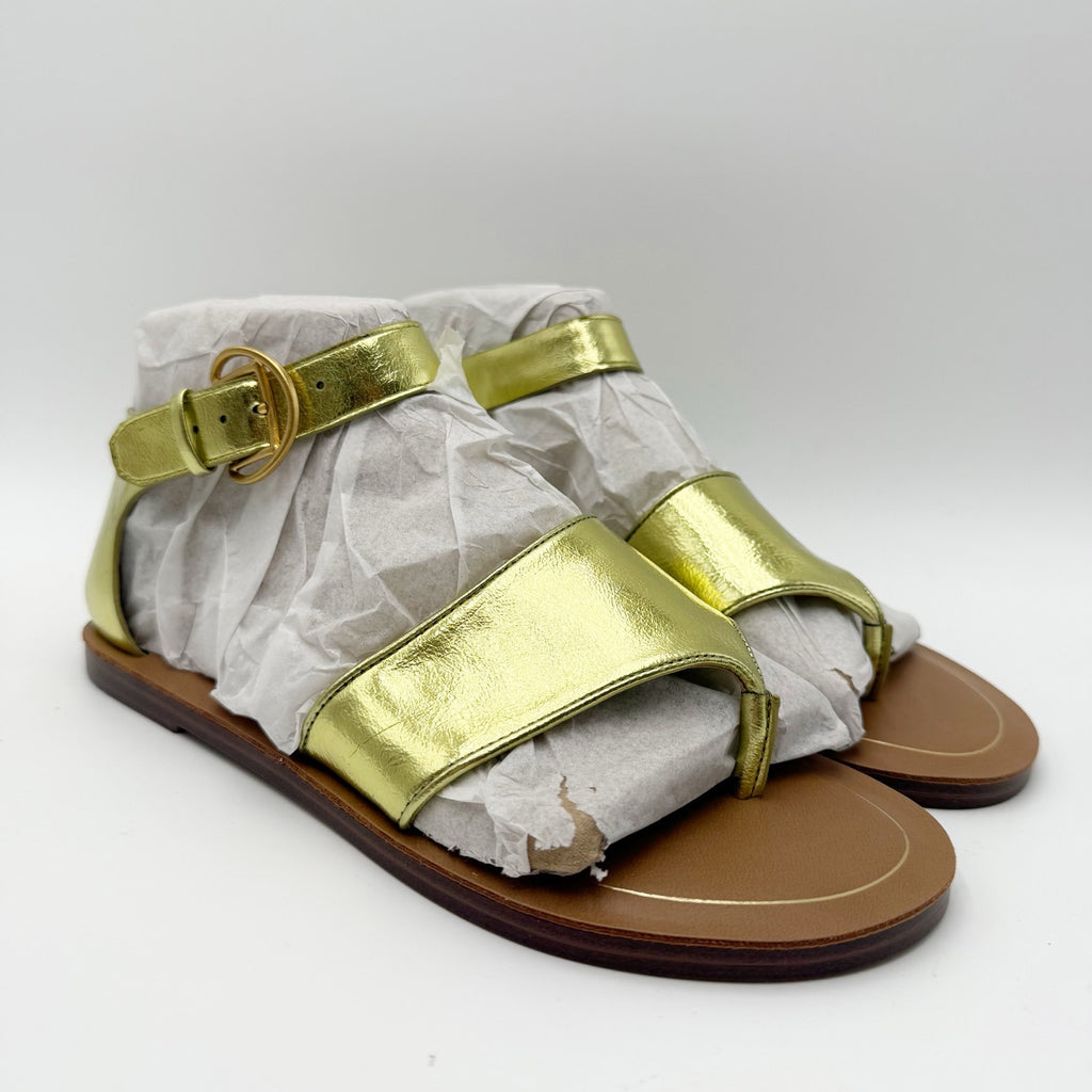 Franco Sarto Womens Ruth Ankle Strap Sandals Size 8 M Green Metallic NIB