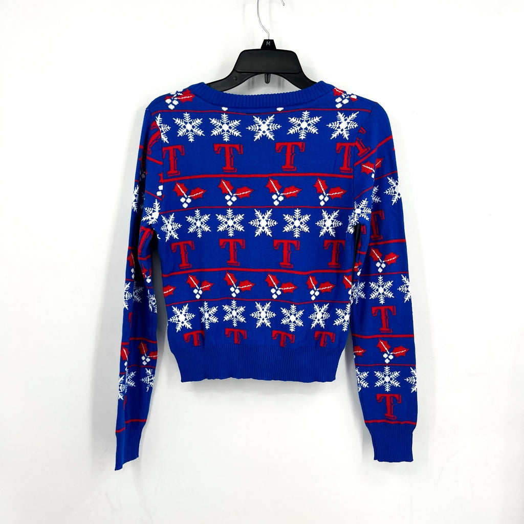 MLB GENUINE MERCHANDISE Texas Rangers T Snowflakes Sweater Large Royal Blue NWT