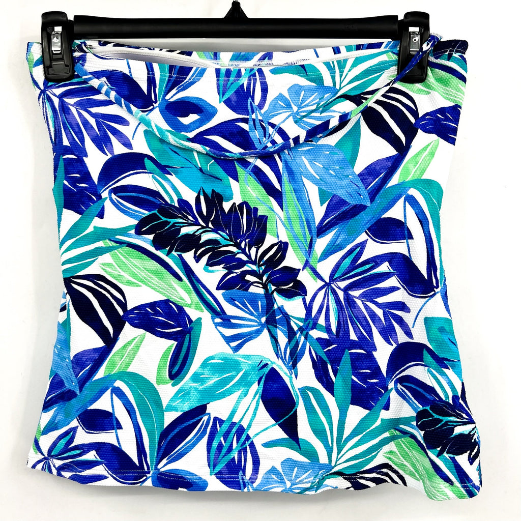 TOMMY BAHAMA Marina Bandeau Tankini Top Large Beach Glass Blue Island Cays NWT
