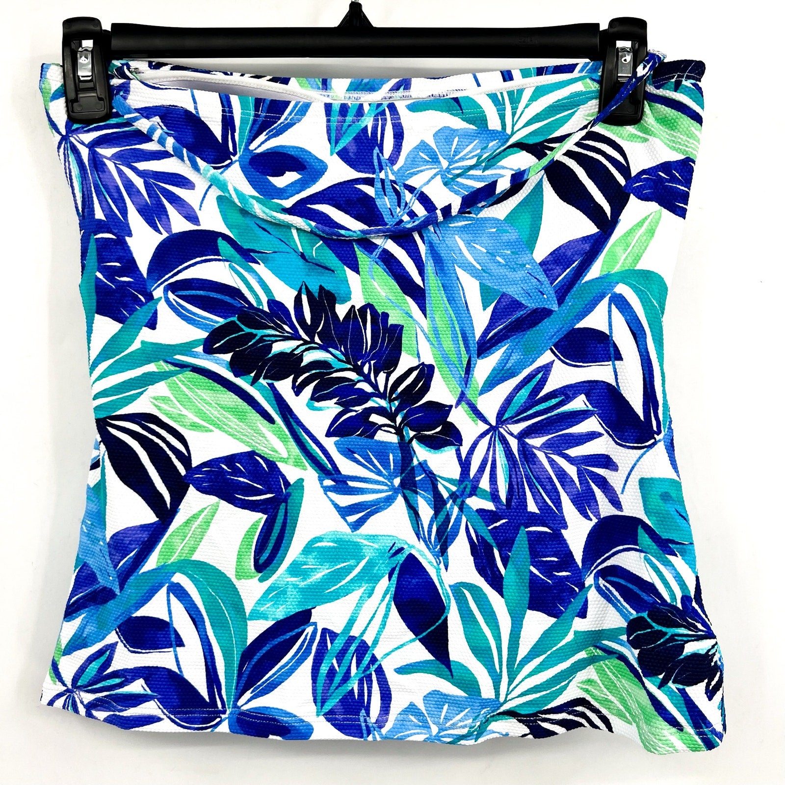 TOMMY BAHAMA Marina Bandeau Tankini Top Large Beach Glass Blue Island Cays NWT