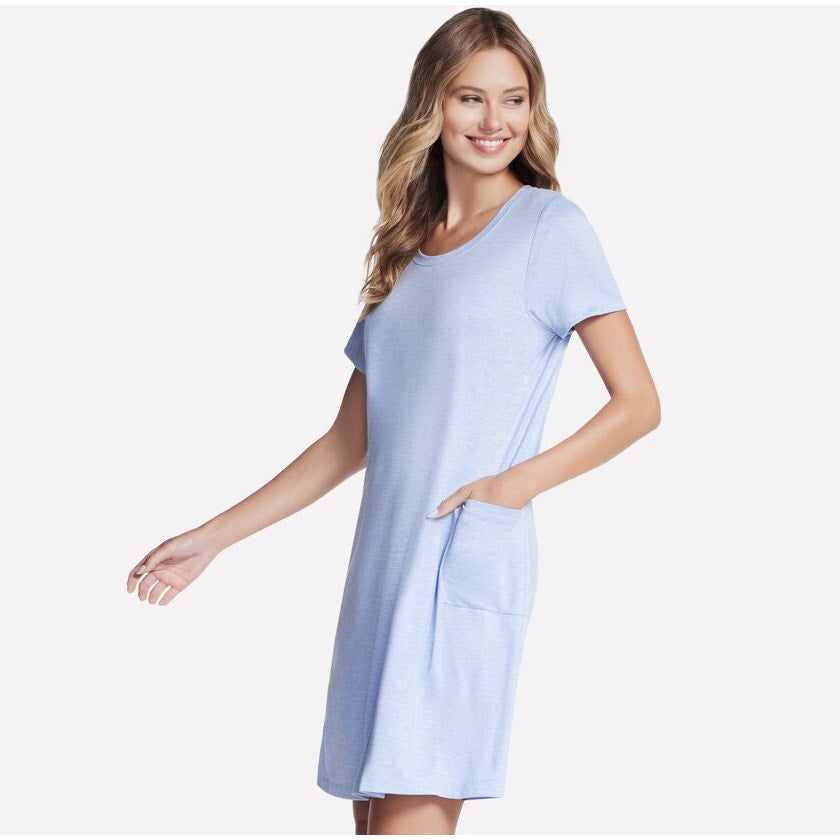 SKECHERS Women's GoDri Swift T-Shirt Dress Medium Blue Short Sleeve NWT