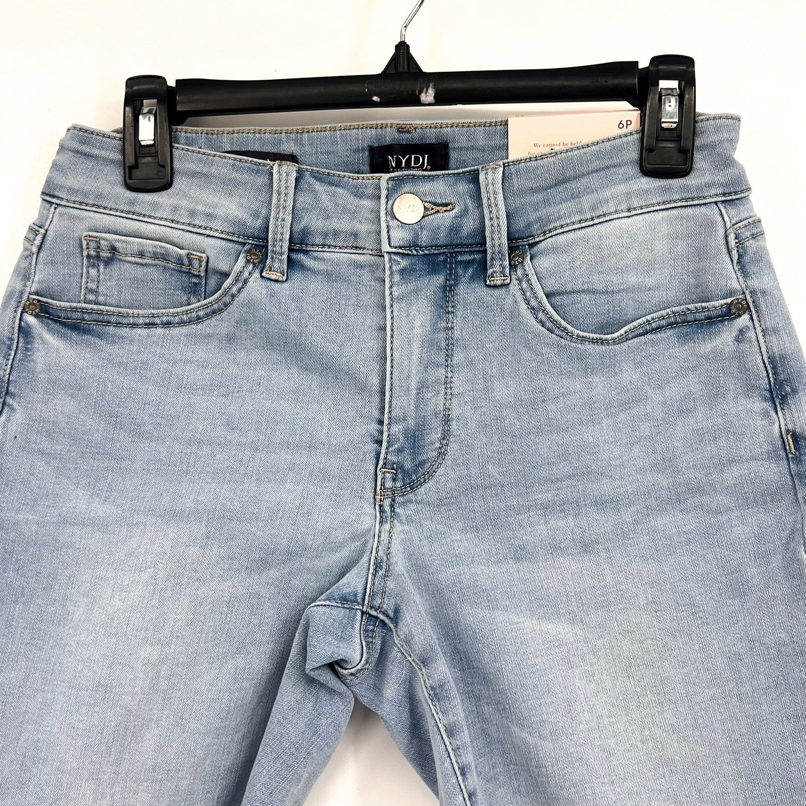NYDJ Womens Ella Denim Shorts Size 4 PETITE Light Blue Poetry 8" Inseam NWT