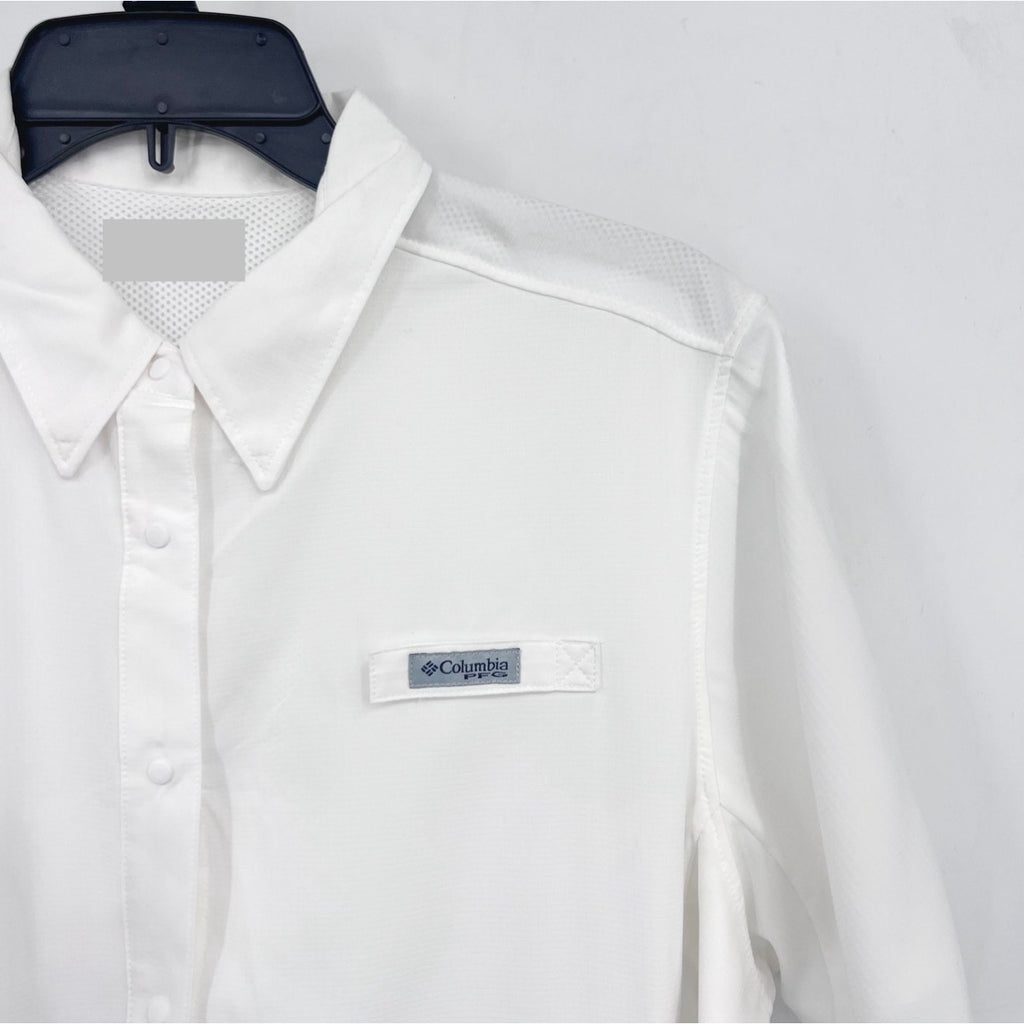 COLUMBIA Women's PFG Tamiami II Shirt Large White Short Sleeve UPF 40+ NWT