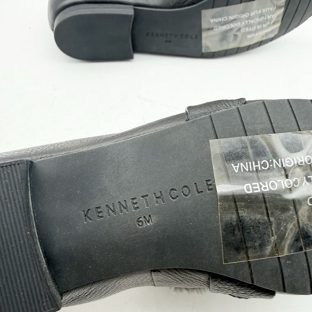 Kenneth Cole Womens Wilda Loafer US 6 M Black Grey Faux Fur NIB