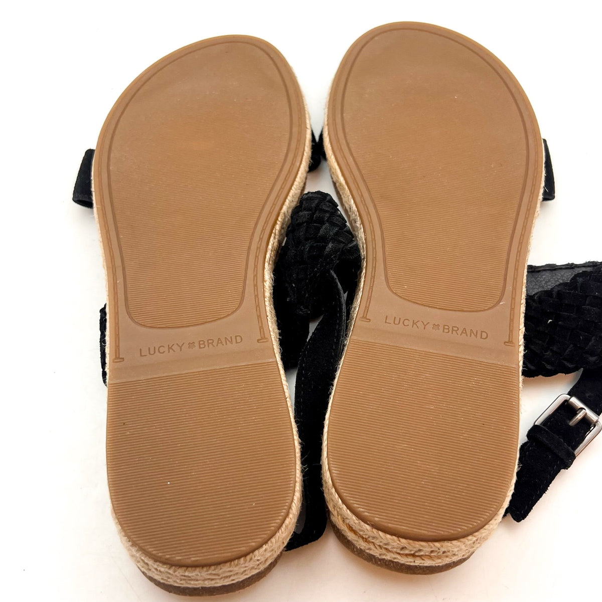 LUCKY BRAND Women's Gloreah Espadrille Sandals Size 8.5 Black Cushioned NWOB