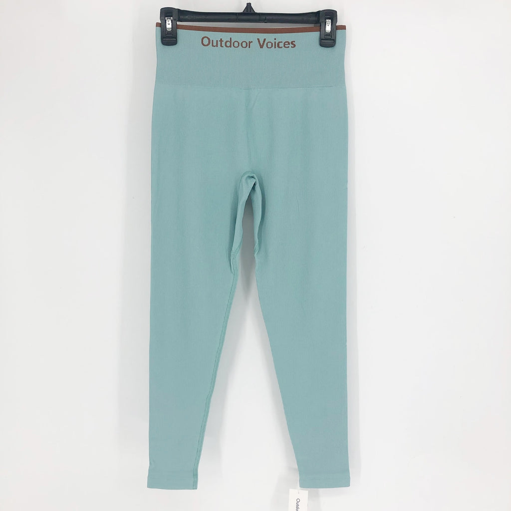 OUTDOOR VOICES Women's Seamless Rib 7/8 Leggings Medium Storm Blue NWT