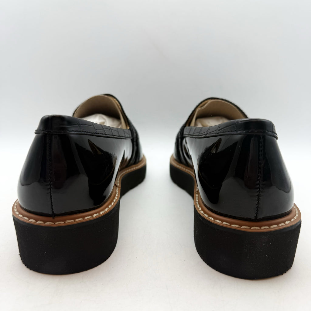 Naturalizer Womens Eiffel Loafers Size 8.5 38.5 Black Vegan Patent Leather NIB