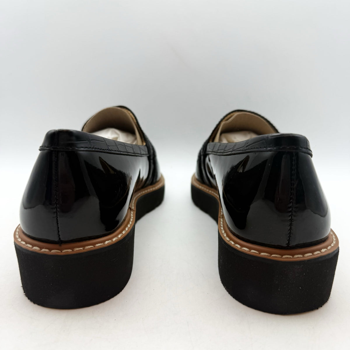 Naturalizer Womens Eiffel Loafers Size 8.5 38.5 Black Vegan Patent Leather NIB
