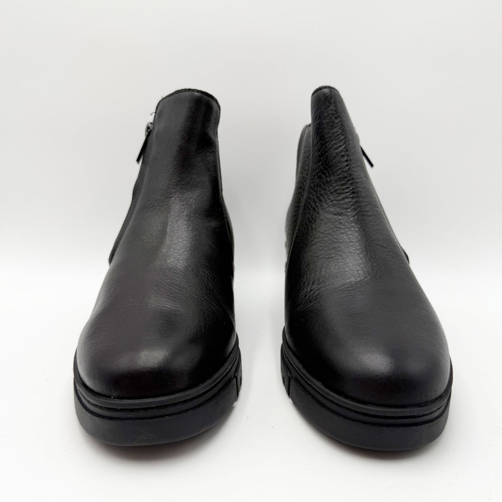 Vionic Womens Uptown Sur Ankle Boots Size 7 EU 37 Black Leather Wedge NIB