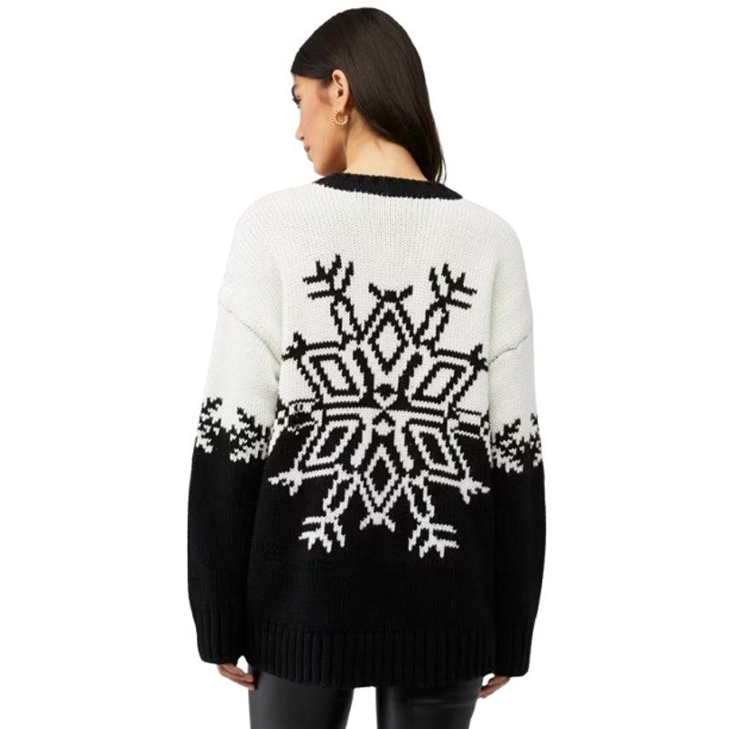 SHOW ME YOUR MUMU Stowe Sweater XS BLACK WHITE Snowflake Knit Crewneck NWOT