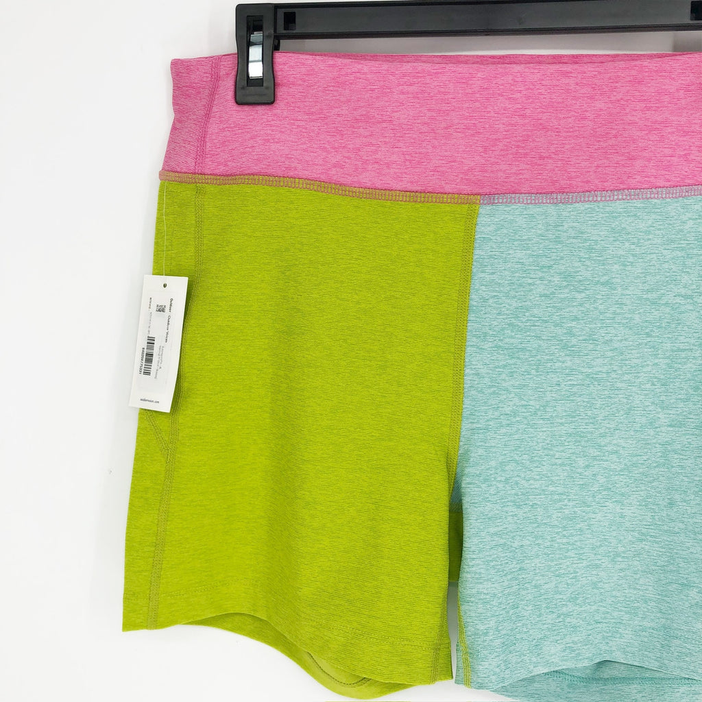 OUTDOOR VOICES Warmup 5" Shorts XS Bubblegum Pink Green Blue Colorblock NWT