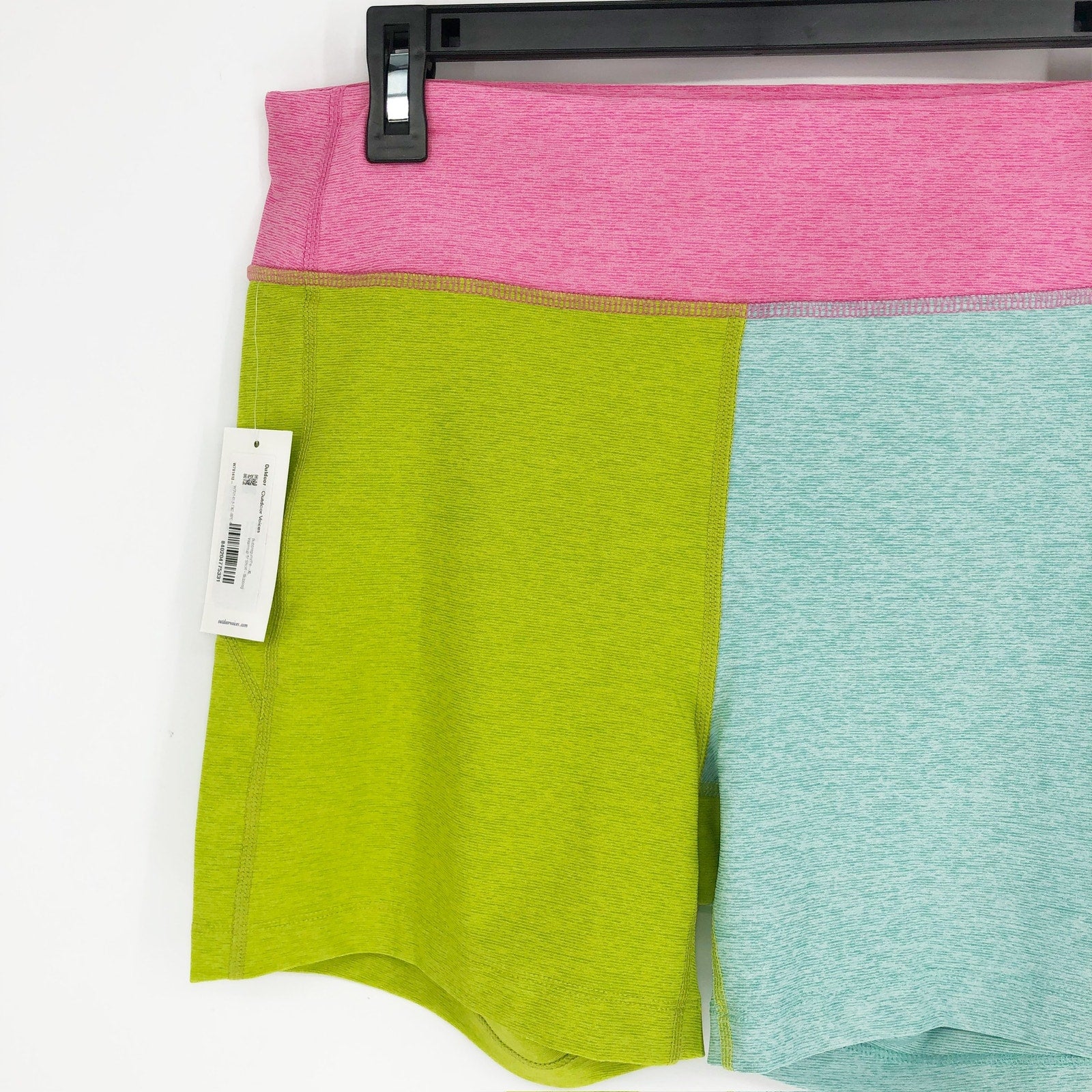 OUTDOOR VOICES Warmup 5" Shorts XS Bubblegum Pink Green Blue Colorblock NWT