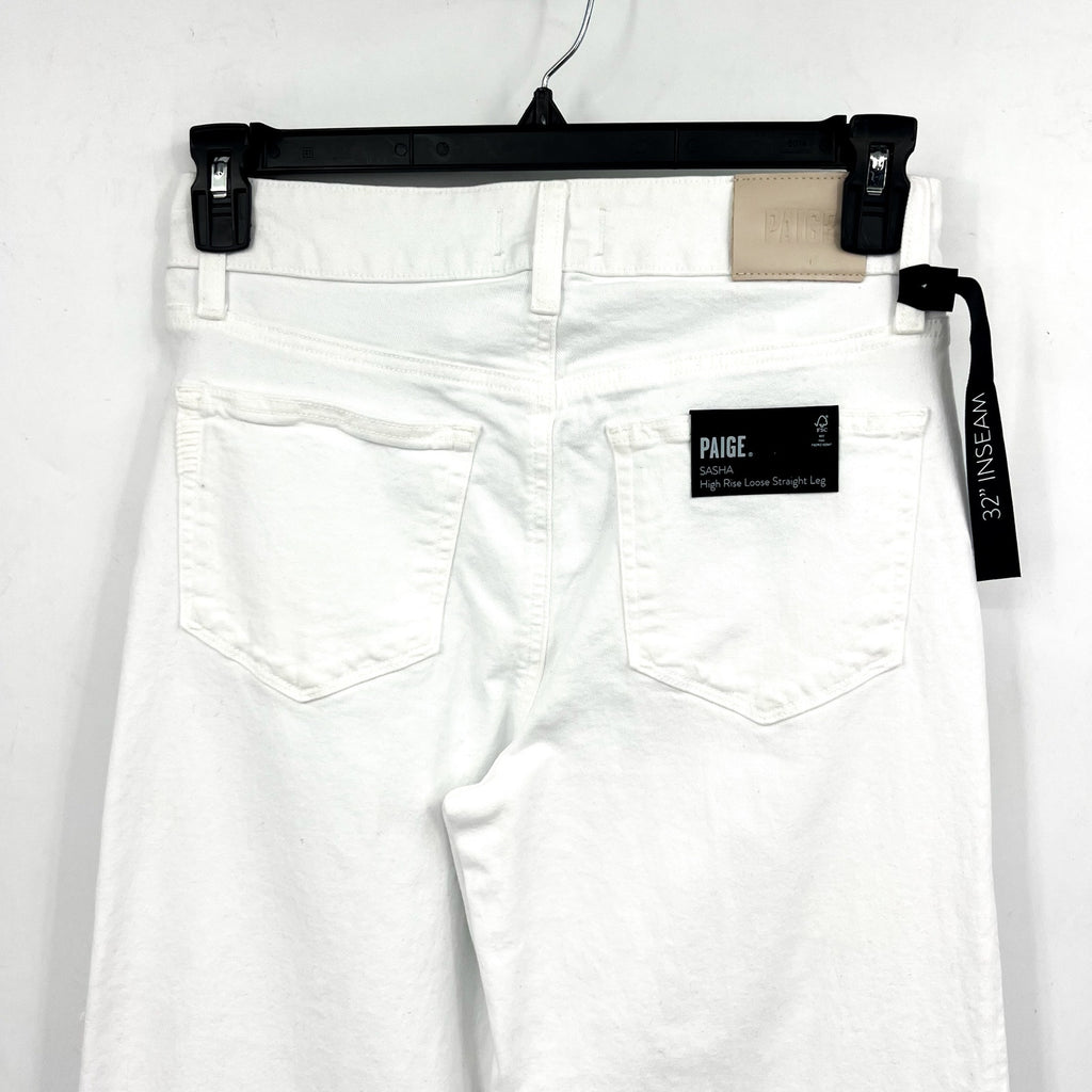 PAIGE Women's Sasha Wide Leg Jeans Size 28 US 6 Crisp White Stretch Denim NWT