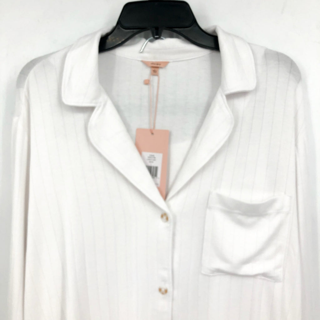 EBERJEY Women's Gisele Rib Long PJ Set Large White TENCEL Modal NWT