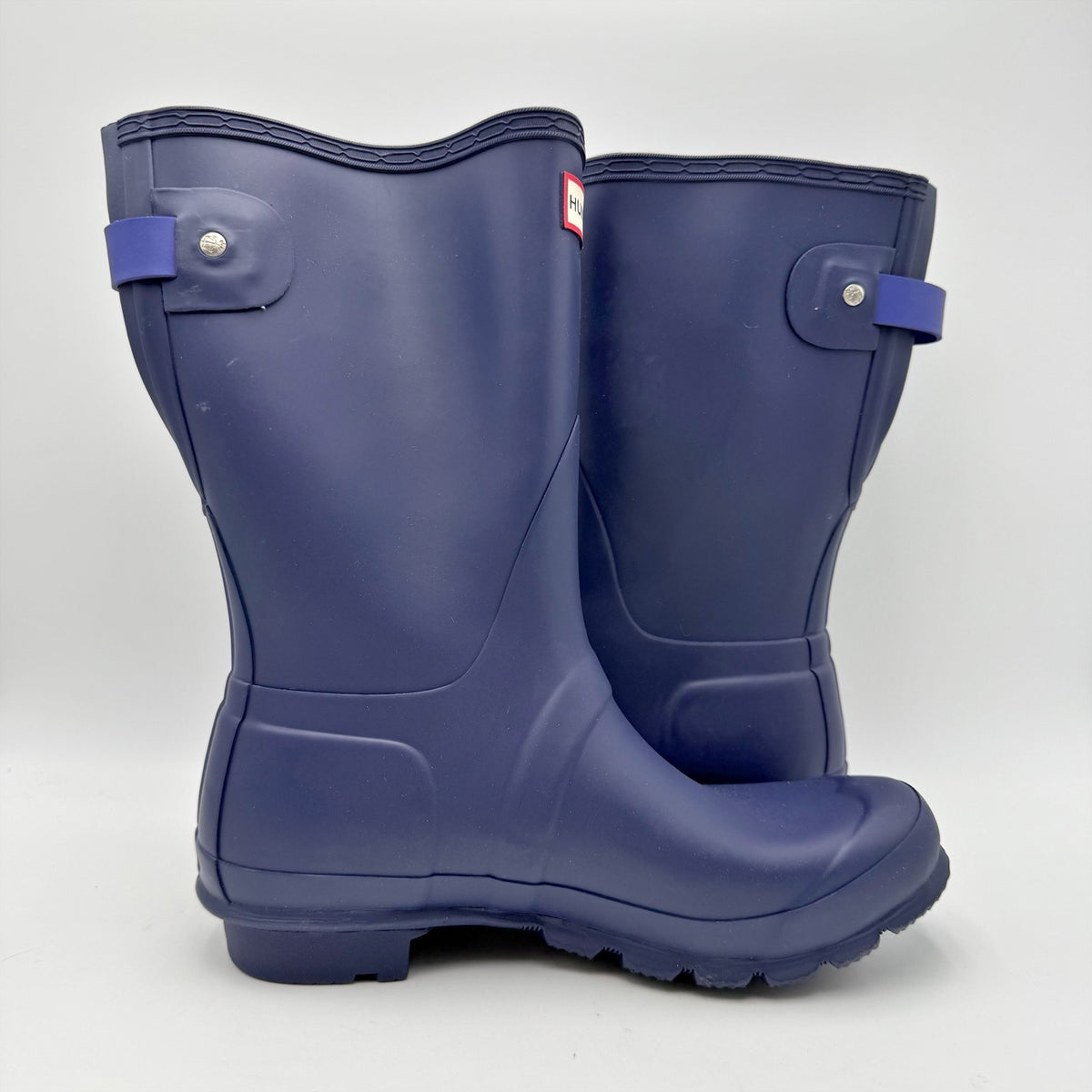 Hunter Womens Original Short Rain Mid Boots US 8 EU 39 Navy Blue Waterproof NWOB
