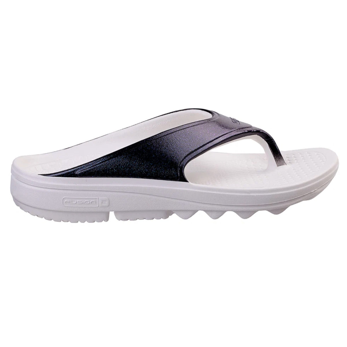 Spenco Women Fusion 2 Pearl Sandals Size 9 White Black Slide Flip Flop NWOB