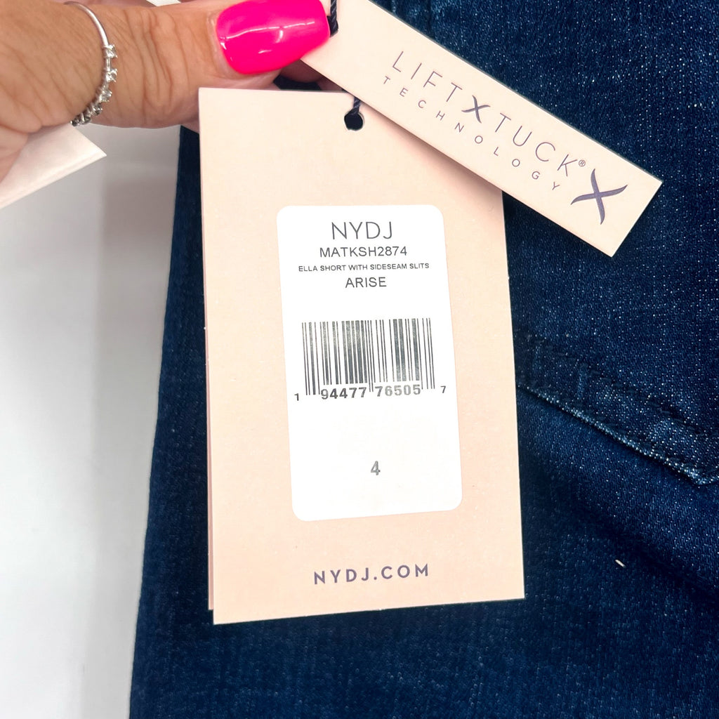 NYDJ Womens Ella Denim Shorts Size 4 Dark Blue Arise 8" Inseam NWT