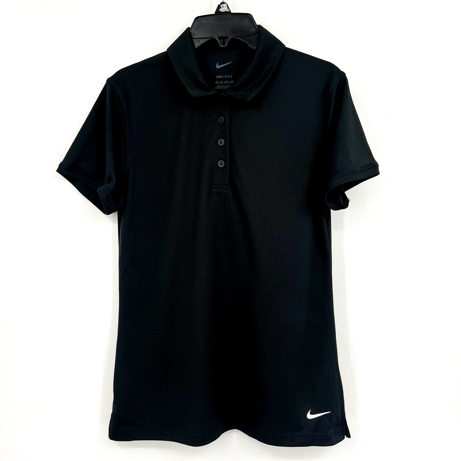 NIKE Women's Dri-FIT Victory Golf Polo Shirt XS Black Short Sleeve NWT