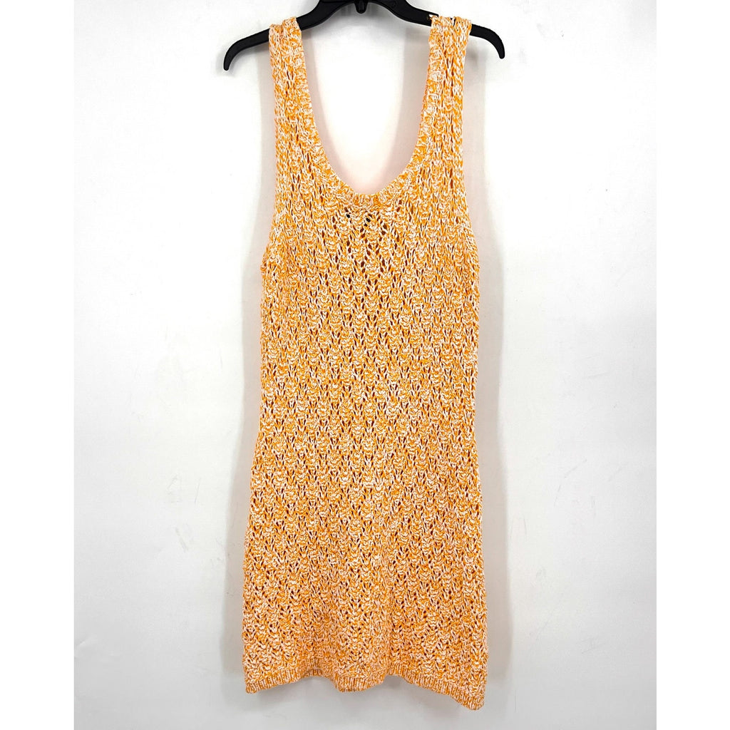 STINE GOYA Women's Knitted Esme Tank Dress Large Orange White Sleeveless NWOT