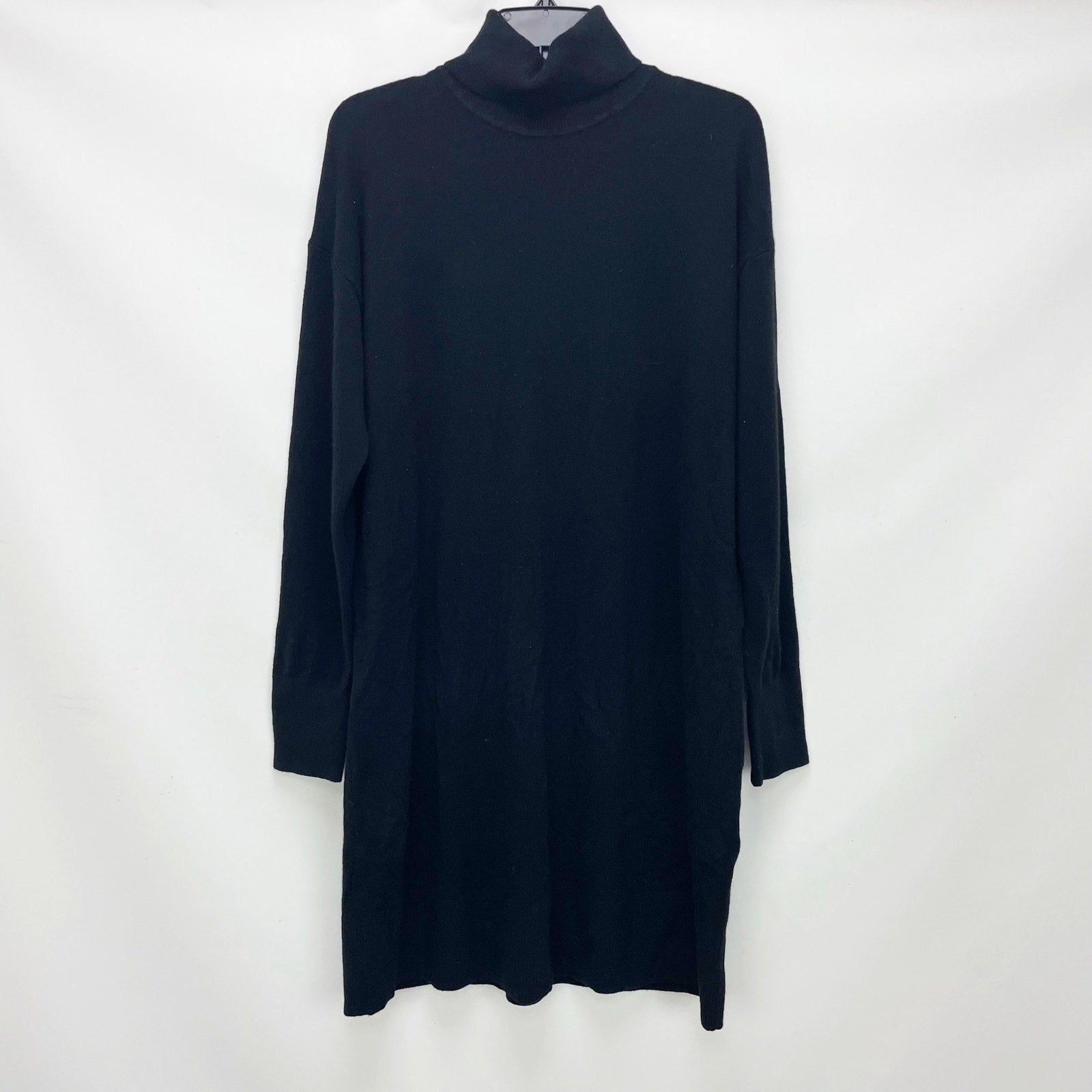 Everlane Womens The Cashmere Turtleneck Dress Large Black NWT
