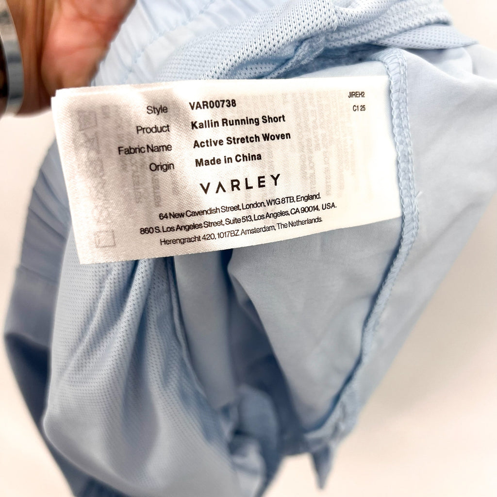 VARLEY Women's Kallin Running Shorts Medium Cashmere Blue 1.5" Inseam Liner NWT