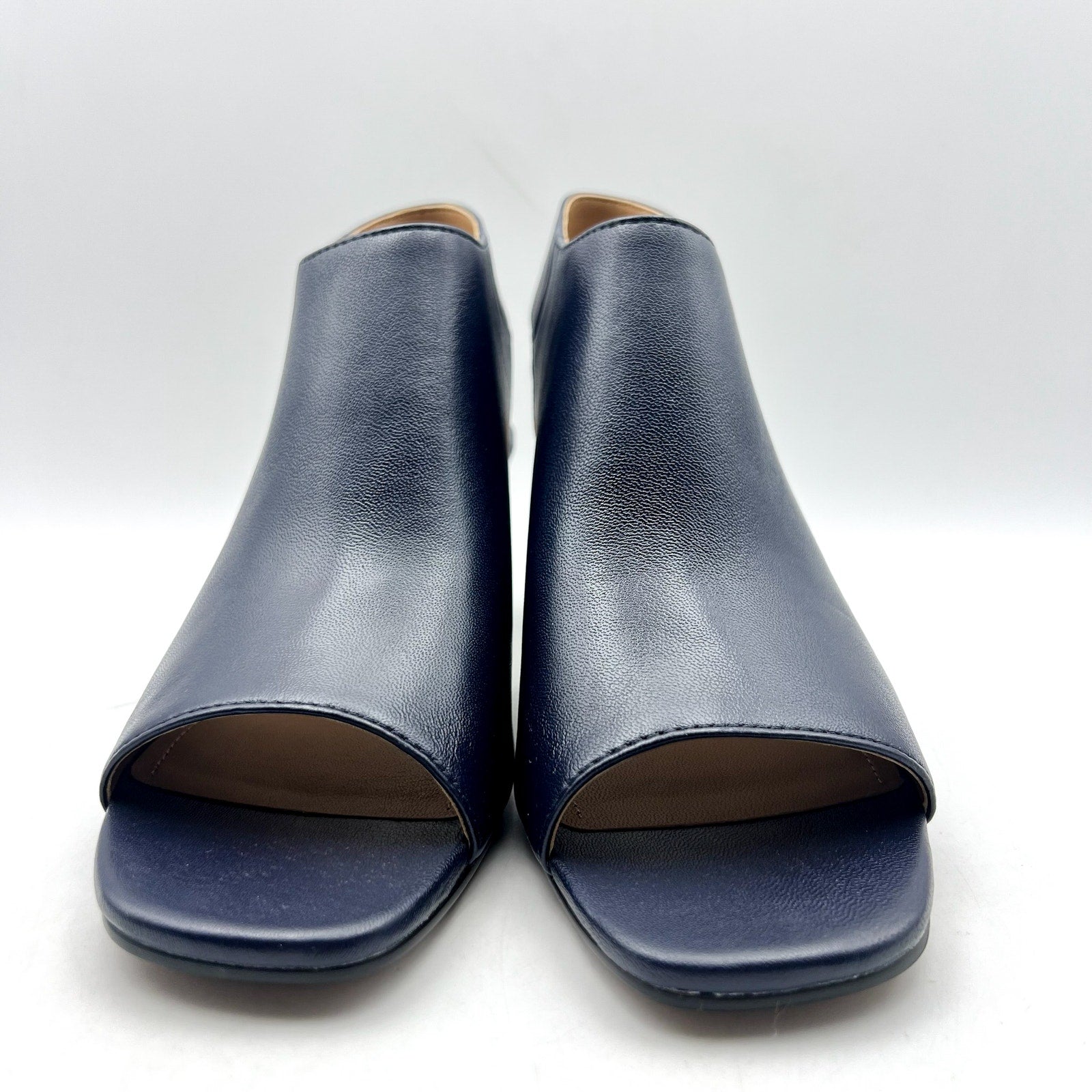 Johnston & Murphy Womens Evelyn Open Toe Bootie Size 9M Navy Blue Block Heel NIB