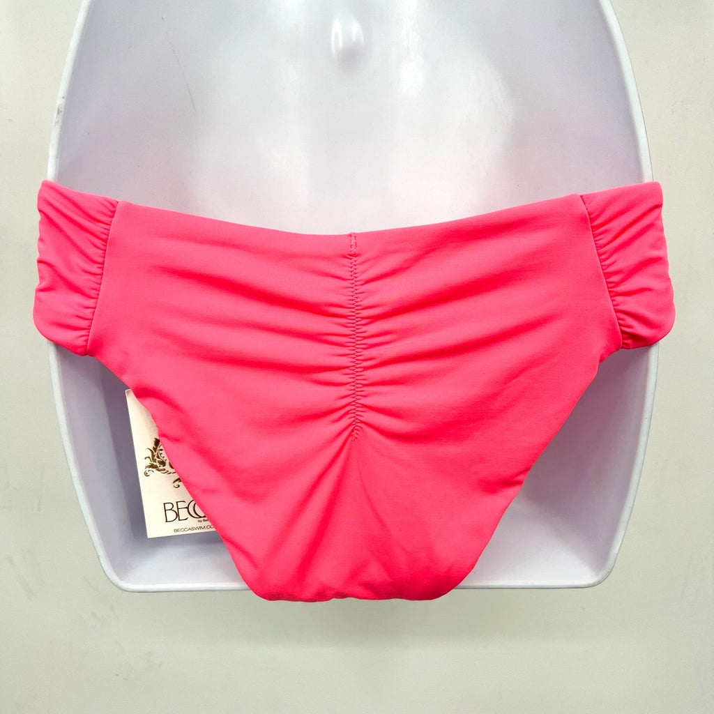 BECCA Womens Coast Adela Hipster Bikini Bottom Large Pink Coral Reef Shirred NWT