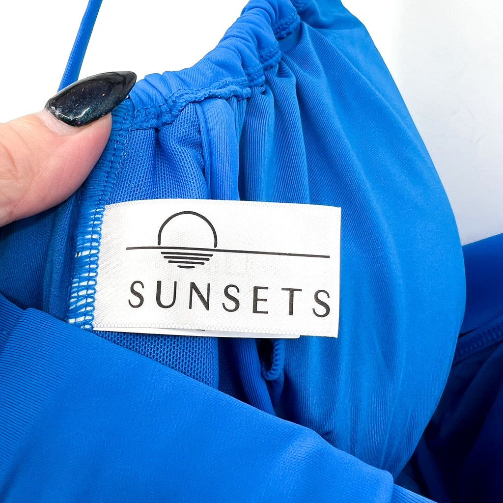 SUNSETS Women's Serena Tankini Top 38DD Electric Blue Cut Out Back Swim NWT