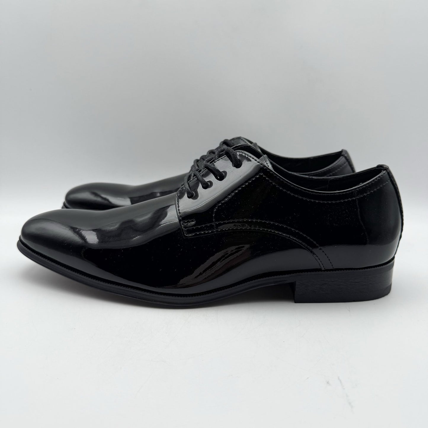 Florsheim Mens Tux Plain Toe Oxford Dress Shoes 9 Wide Black Patent Leather NIB