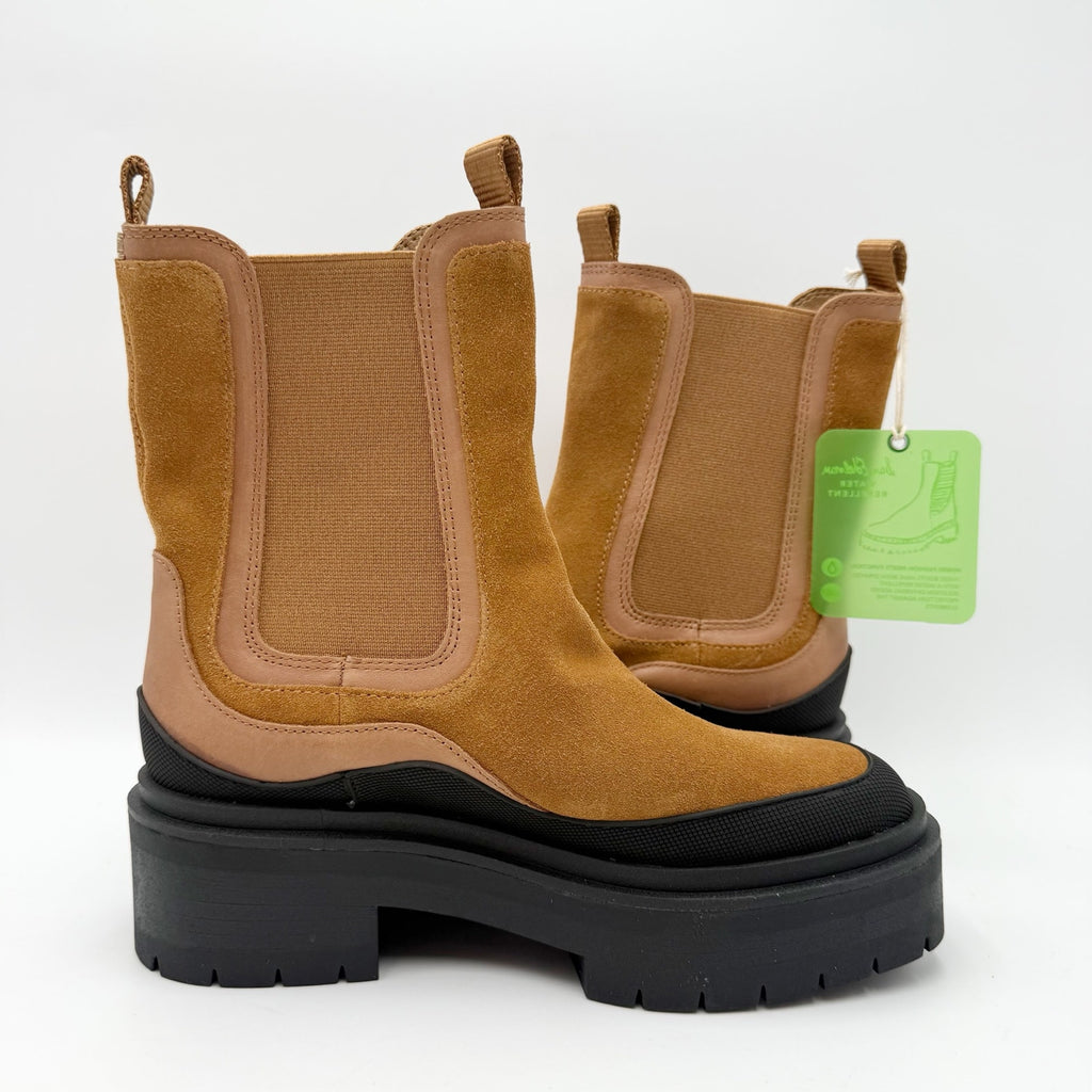 Sam Edelman Womens Lulia Chelsea Boots Size 5M Brown Suede Black Waterproof NWOB