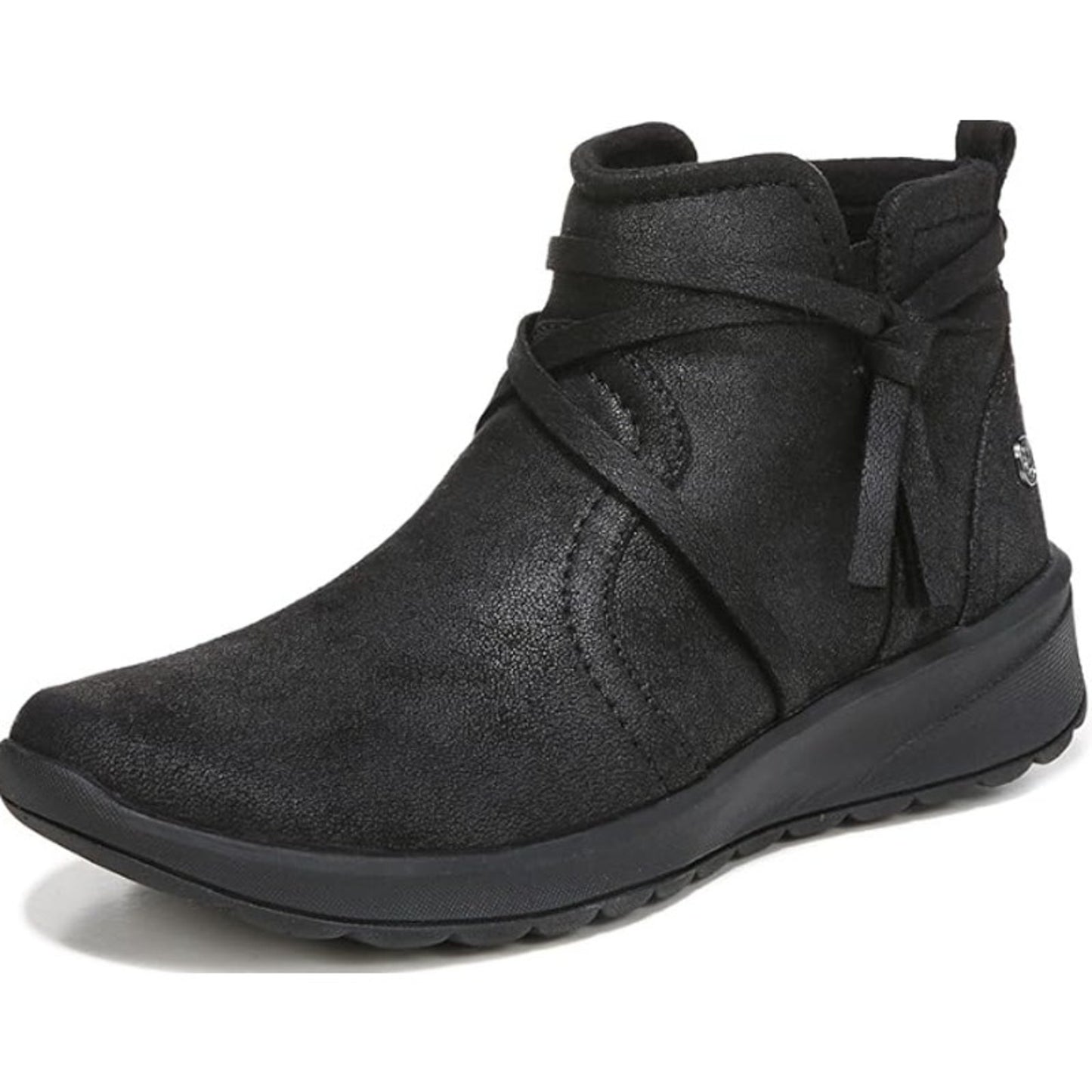 BZEES Womens Gusto Ankle Booties US 8 Wide EU 38.5 Black Fabric Wrap Tassel NIB