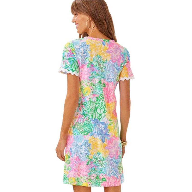 LILLY PULITZER Cody Short Sleeve Dress XS Pink Green Bright Delight Patch NWOT