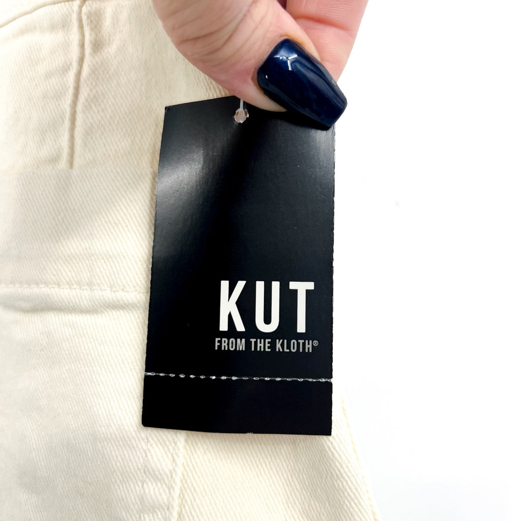 KUT FROM THE KLOTH Womens Charlotte Wide Leg Jeans Size 18 Cream Ecru NWT