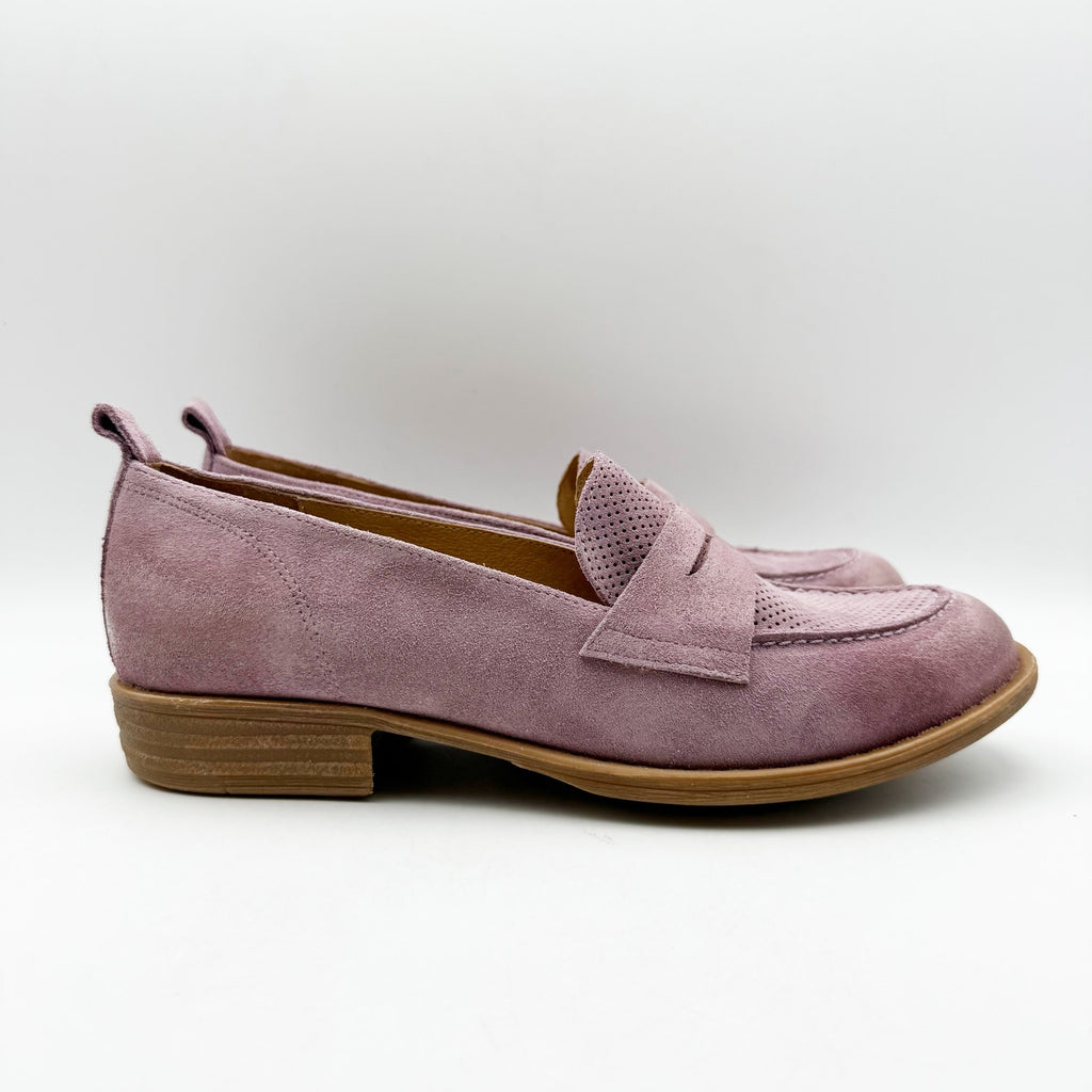 Miz Mooz Womens Gracie Loafer Size EU 39 US 8.5 Purple Suede Pump Heeled NIB