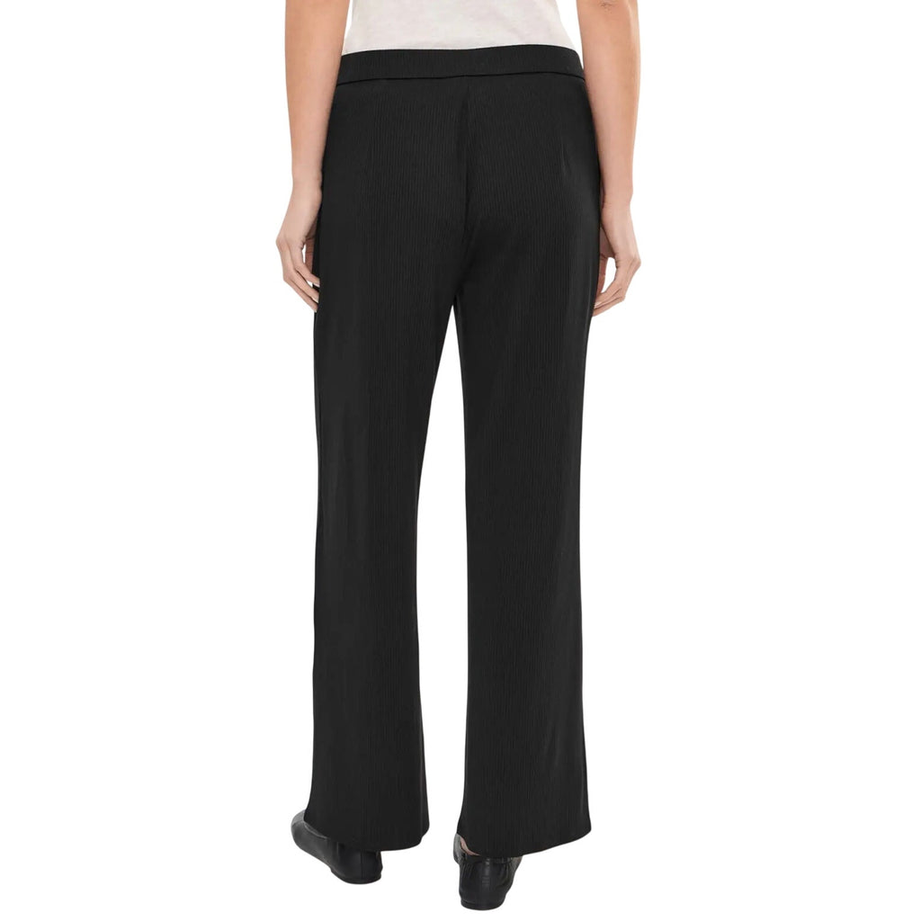EILEEN FISHER Womens Wide-Leg Pants Medium Black Pull-On Texture Stretch Rib NWT
